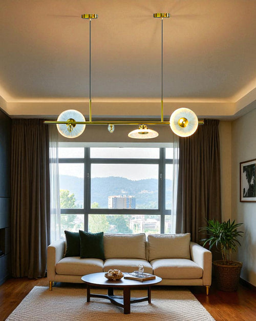Asymmetric Ripple Glass Linear Chandelier